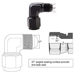 Female to Male Flare 90 Degree Swivel Hose Fitting Adapter Aluminium 8AN Normal