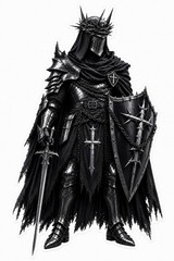 Dark Gothic Knight Sticker | Black Armor Warrior Die Cut Decal Medieval Fantasy