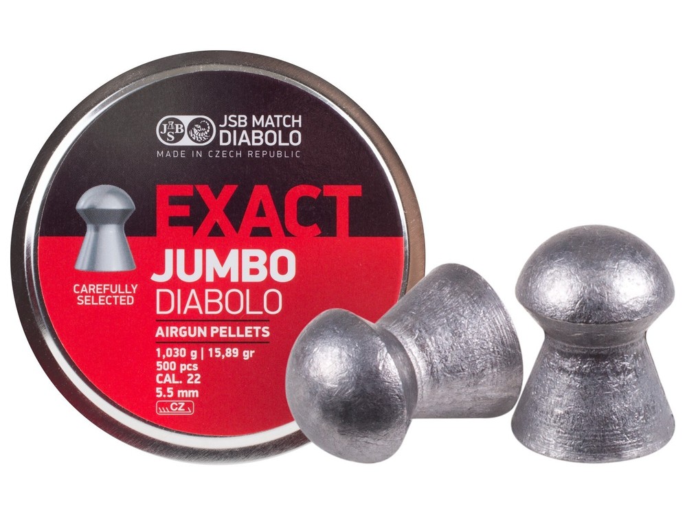 JSB Match 500 Count EXACT JUMBO Domed 5.5mm .22 Caliber Premium Air Pellets