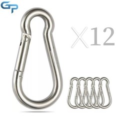 304 Stainless Steel Spring Snap Hook Carabiner Clips 264 Lbs, Set Of 12