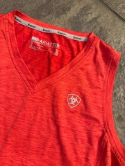 Ariat AriatTEK Red Sleeveless V-Neck Equestrian Top Shirt V-Neck