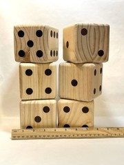 🎲Set of 6 Giant Solid Wooden Rolling 3.5″ x 3.5″ Dice With Carrying Bag