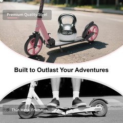 Commugo Kick Scooter adjustable for Ages 6+ Kid Teen Adult Foldable LightWeight