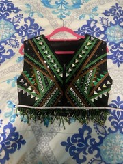 Equestrian Show Vest Western. Black Base green chestnut Brown. Horsemanship