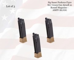 LOT of (3) Sig Sauer Proforce P320 M17 Green Gas Airsoft 21rd Mag – AMPF-M17GG