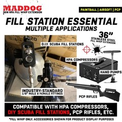 CLEARANCE Maddog Paintball Fill Whip Hose Extension 36″ Stainless Steel 4500 PSI