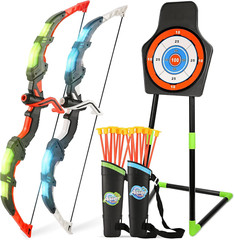 Bow and Arrow Set for Kids, 2-Pack LED Light up Archery Set with 20 Suction Cup