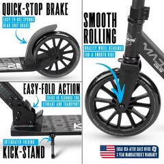 Madd Gear Kruzer 200mm Commuter Kick Scooter Folding Adjustable for Teens Adult