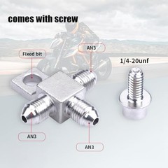 Stainless Steel AN3-3AN Male Brake Hose End Tee Block with screw 1/4-20 unf