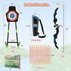 Kids Boy’s Girl Bow & Arrow Archery Set Outdoor Shooting Game w/ Target