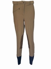 NWT TuffRider Rib Knee Patch Riding Breeches Taupe Women’s Size 28 Equestrian