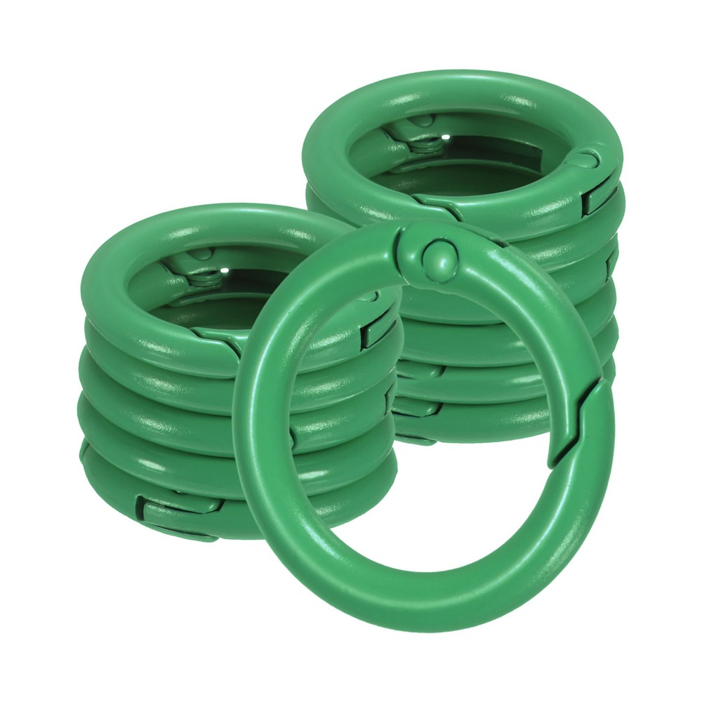12-Pack Metal Spring O Rings, 5/8″ Zinc Alloy Keyring Buckle [Dark Green]