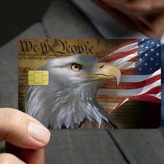 US Flag Bald Eagle WE THE PEOPLE Credit Debit Card SkinCoverSticker Chip 1PC