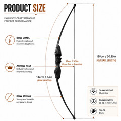 Bow and Arrows Set Archery Takedown Recurve Bow Adult Beginner Target Practice