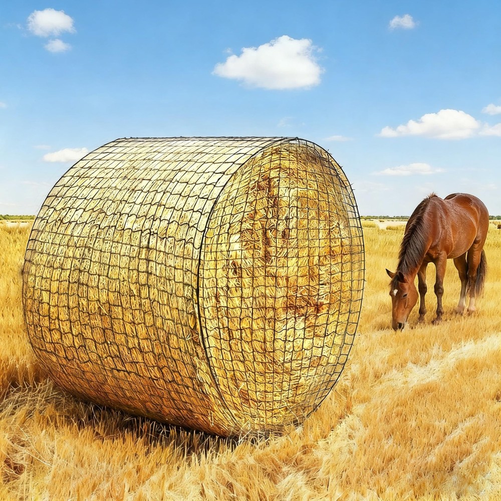 Round Bale Hay Net 4x4ft Large Round Bale Hay Nets for Horses Heavy Duty Slow…