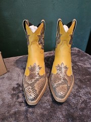 Dingo Boots Yellow Snakeskin Western Equestrian Boots Snake Print Cowboy Boots
