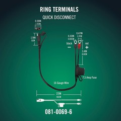 Battery Tender Ring Terminal Harness Accessory Cable – 18 inch Cord Adapter with