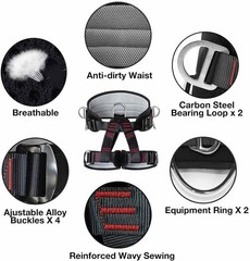 Professional Safety Belt with Magnesium Alloy Connection Ring – Tree Climbing, F