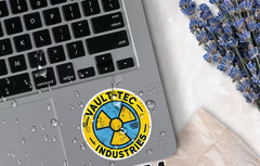 Vault-Tec Logo Waterproof Vinyl Stickers – 3-Inch Round Durable Self-Adhesive