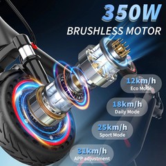 LADPED LP07 Electric Scooter for Adults & Teens, Folding 350W 8.5» EScooter APP
