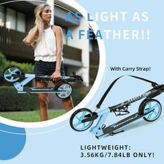 Non-Electric Scooters for Kids Ages 6+, Teens & Adults. Foldable Kick Blue
