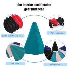 Car Shift Boot Cover, Suede Leather Manual Automatic Gear Shifter Light Blue