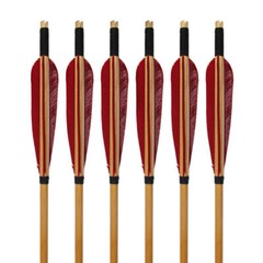 6/12Pcs Handmade 33″ Wooden Arrow LongBow Red Lightning Turkey Feather Fletching