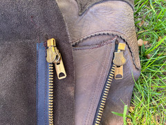 Vintage Adult Brown Leather Chaps Talon Zipper Western Wear Cowboy Weathered