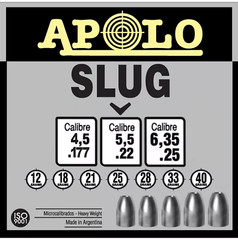 Apolo Slug Air Gun Pellets, Heavyweight Hollowpoint Slug Rifle Pellets .22 | .25