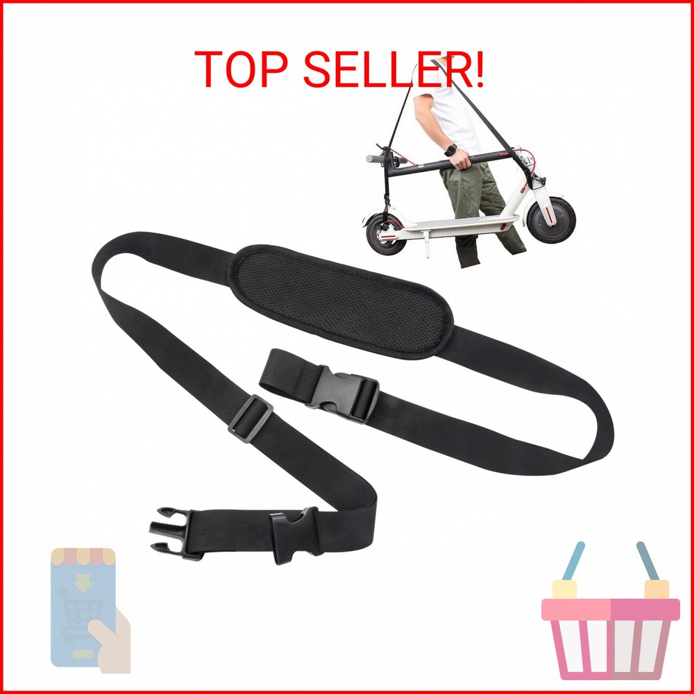 Adjustable Scooter Carry Strap with Quick-Release Plastic Buckles & Anti-Slip Pa