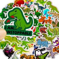 50pcs Vinyl Cute Dinosaur Sticker Pack For Water Bottle,Laptop,Journal,Scrapbook
