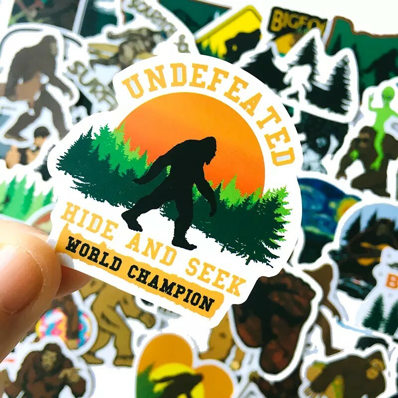 50pcs Sasquatch Big Foot Themed Waterproof Stickers Pack Vinyl Set Sticker