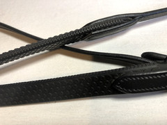 Shires Blenheim Black Leather and Nylon Insert Rubber Grip Reins 54″ x 5/8″