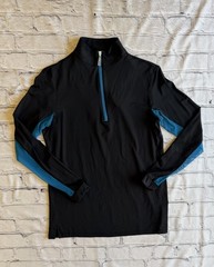 Tailored Sportsman Size Small Women’s Sun Shirt 1/4 Zip Black + Blue Barely Worn