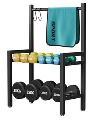 Two Tier Dumbbell Rack 20 IN Length Adjustable small Weight Stand black