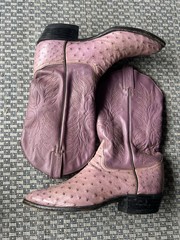 Tony Lama 5123 Purple Leather Ostrich Print Western Cowboy Boots Men’s 11.5D