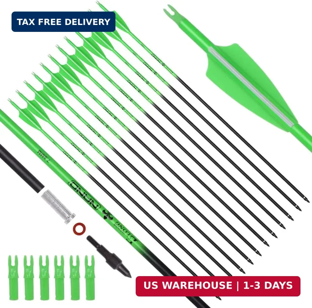 Elong 12PCS 28″ Arrows for Compound Bows,Carbon Hunting Arrows for Archery Spine