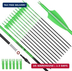 Elong 12PCS 28″ Arrows for Compound Bows,Carbon Hunting Arrows for Archery Spine