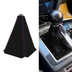 Car Shift Boot Cover, Stick Shift Cover, Suede Leather Manual Black Purple
