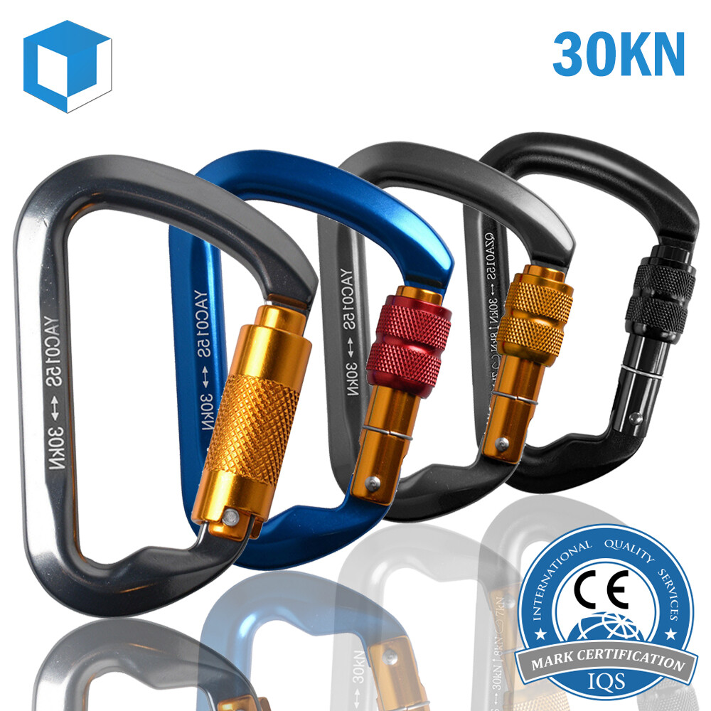 30KN Aluminium Climbing Carabiner Auto Locking/ Screw D-Ring Hook Climbing Gear