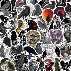30Pcs Random Vintage Dark Gothic Cool Crow Raven Bird Waterproof Decals Stickers