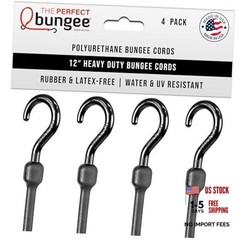 12 Inch Heavy Duty Bungee Cords, All Weather, All Temp, All Season – 4 Pack,