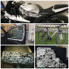 100x Black White Stickers Skateboard Graffiti Laptop Luggage Car Decals Mix Lot