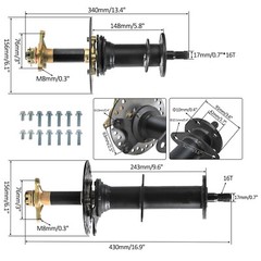 6″ Wheels +30″ Go Kart ATV Rear Axle Kit & 48V 1000W Electric Differential Motor
