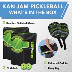 Kan Jam Pack ‘N Go Pickleball Set, Portable Outdoor Game with 2 Wooden Paddles