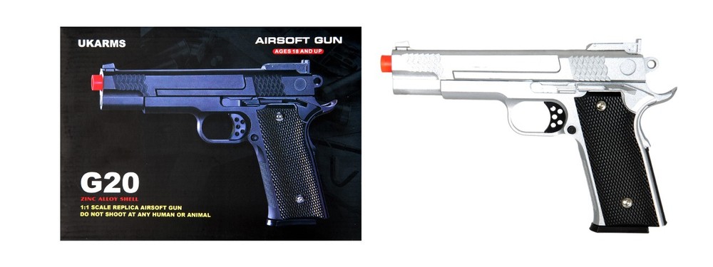 UKARMS G20S Metal Spring Airsoft Pistol – Silver (320 FPS)