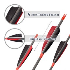 MS Jumpper Archery Carbon Arrows, High Percentage Carbon-Fiber Arrow Spine 400 w