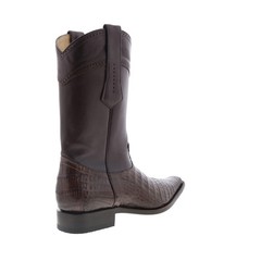 Los Altos Square Toe Caiman Belly Boot Mens Brown Wide Cowboy Western Boots