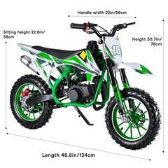 50cc Dirt Bike Pit Bike 2 Stroke Gas Powered Off Road Pull Start for Kids Gift