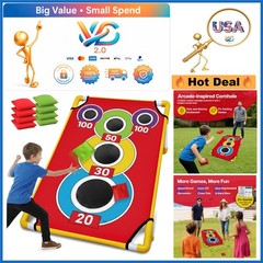 Arcade Style Cornhole Set with 21+ Games Portable Yard Games for Kids & Adults